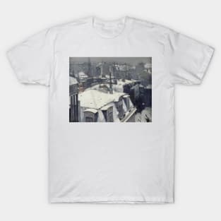 Rooftops in the Snow (snow effect) by Gustave Caillebotte T-Shirt